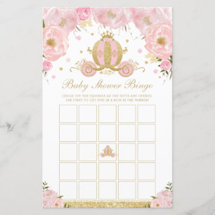 Blommigt Princess Baby Shower Bingo Game