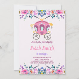 Blommigt Princess Carriage Birthday bjudande Inbjudningar