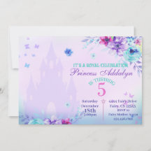 Blommigt Princess Castle Watercolor Birthday
