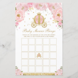 Blommigt Princess Coach Baby Shower Bingo Game