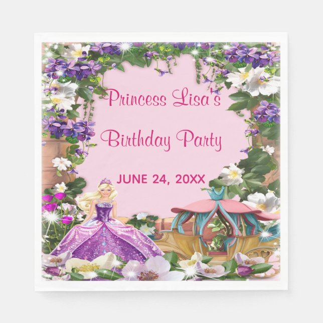Blommigt Princess Enchanted Fairy Tale Birthday Pappersservett (Framsidan)