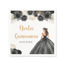 Blommigt Princess i Black Dress Quinceanera