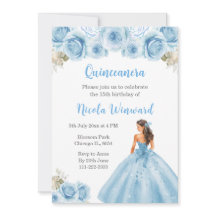 Blommigt Princess i Blue Dress Quinceanera