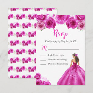 Blommigt Princess i en Shock rosa Dress OSA Kort
