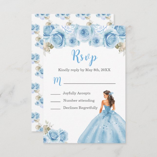 Blommigt Princess i Light Blue Dress OSA Kort (Fram/baksida)