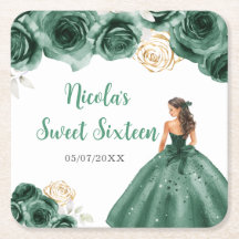 Blommigt Princess i Mörk grönt Dress Sweet sixteen