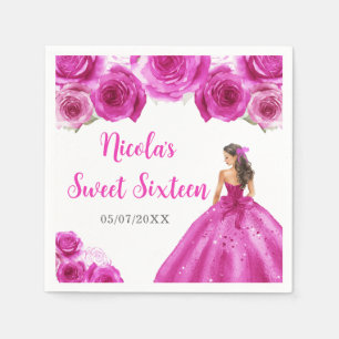 Blommigt Princess i Shock rosa Dress Sweet sixteen Pappersservett