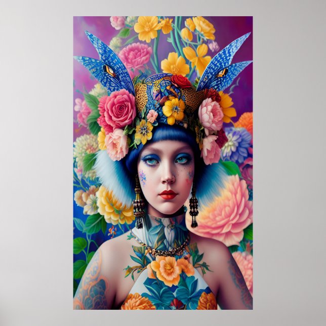Blommigt princess porträtt poster (Framsidan)