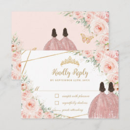  Blommigt Princess Quinceañera-Twillingar Födelsed OSA Kort