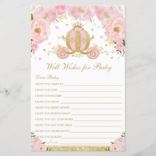 Blommigt Princess well Önskemål for Baby Shower