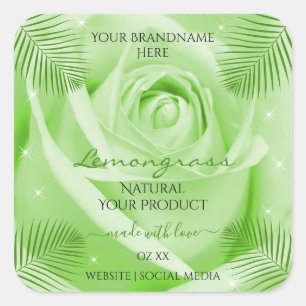 Blommigt Produktetiketter Grönt Ro med Handflatan Fyrkantigt Klistermärke