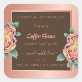 Blommigt produktförpackningsetiketter Ro Guld Brow Fyrkantigt Klistermärke