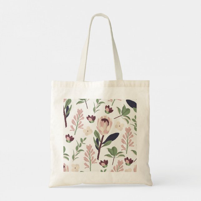 Blommigt Protea-Elegant - minimalt tote-fack Tygkasse (Baksida)