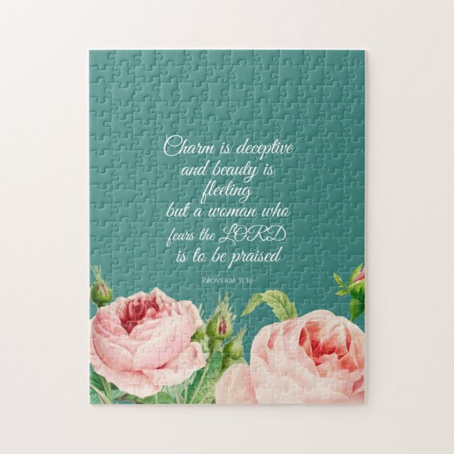 Blommigt Proverbs 31:30 Jigszawa Puzzle Pussel (Vertikal)