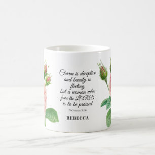 Blommigt Proverbs 31:30 Kaffe Mugg