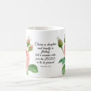 Blommigt Proverbs 31:30 Kaffemugg