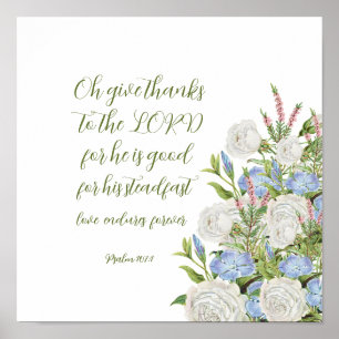 Blommigt Psalm 107:1 Poster