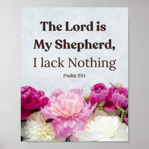 Blommigt Psalm 23:1 Herren är min Shepherd Poster