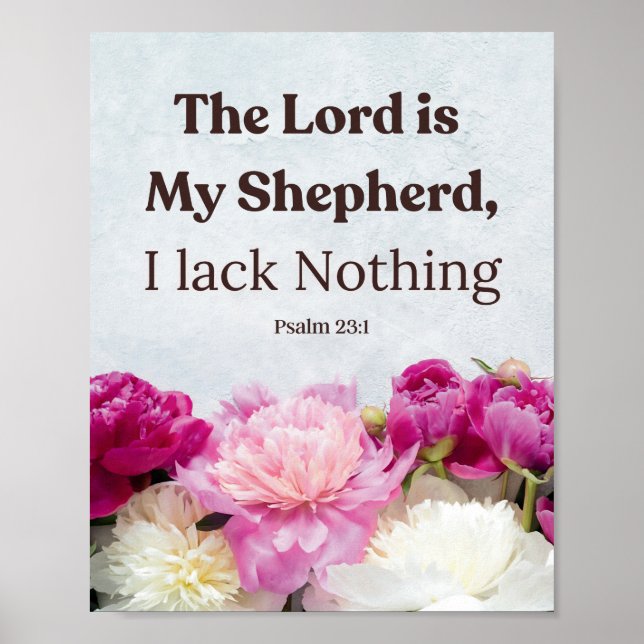Blommigt Psalm 23:1 Herren är min Shepherd Poster (Framsidan)