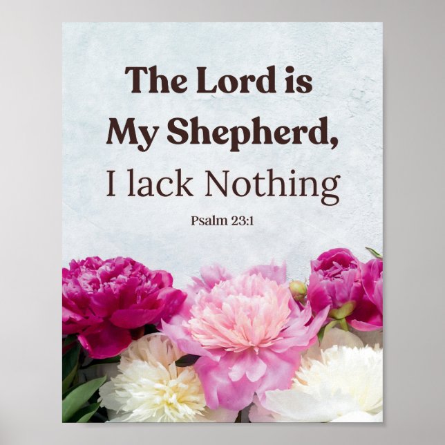 Blommigt Psalm 23:1 Herren är min Shepherd Poster (Framsidan)