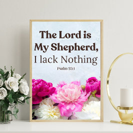 Blommigt Psalm 23:1 Herren är min Shepherd Poster
