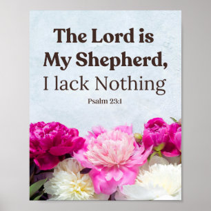 Blommigt Psalm 23:1 Herren är min Shepherd Poster