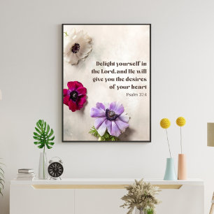 Blommigt Psalm 37:4. Poster
