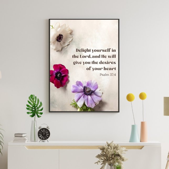 Blommigt Psalm 37:4. Poster (Skapare uppladdad)