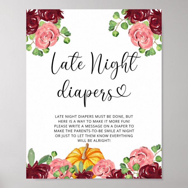 Blommigt pumpa Sent night Diaper match Poster (Framsidan)