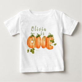Blommigt Pumpkin 1:a födelsedag T Shirt