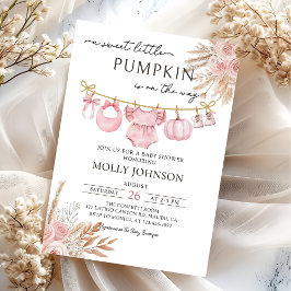 Blommigt Pumpkin Baby Clothesline Fall Baby Shower Inbjudningar