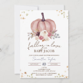 Blommigt Pumpkin Baby Shower, Autumn Rustic, Fall Inbjudningar