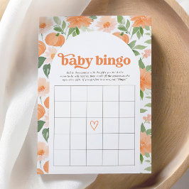 Blommigt Pumpkin Baby Shower Bingo Game Inbjudningar