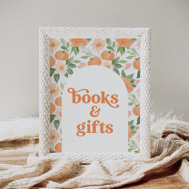 Blommigt Pumpkin Baby Shower Bokar and Gifts Sign Poster