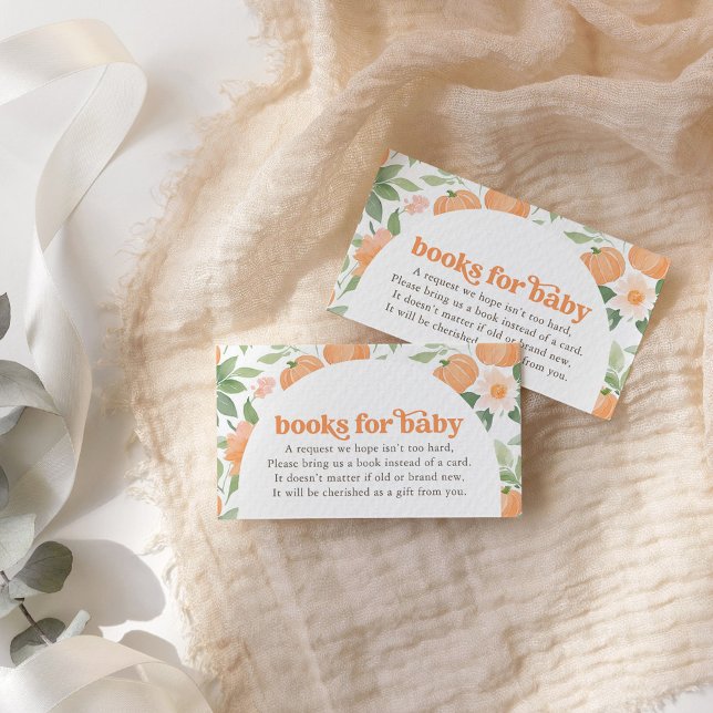 Blommigt Pumpkin Baby Shower Bokar för Baby Card Tilläggskort (Skapare uppladdad)