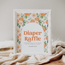 Blommigt Pumpkin Baby Shower Diaper Raffle Sign Poster