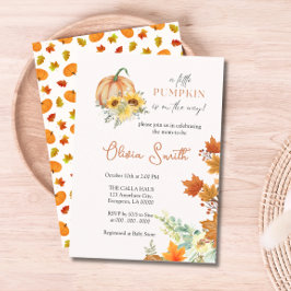 Blommigt Pumpkin Baby Shower Inbjudningar