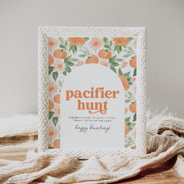 Blommigt Pumpkin Baby Shower Nappar Hunt Sign Poster