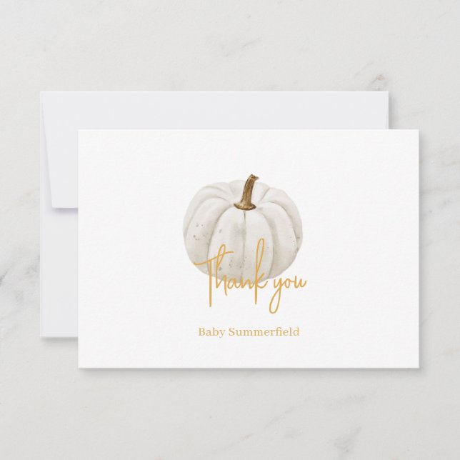 Blommigt Pumpkin Baby Shower Watercolor Botanical Tack Kort (Framsida)