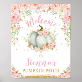  Blommigt Pumpkin Birthday Pumpkin Patch-tecken Poster