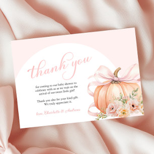 Blommigt Pumpkin Bow Baby Shower Tack Kort