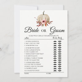 Blommigt pumpkin Bride eller Groom-spel Inbjudningar