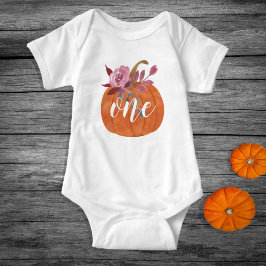 Blommigt Pumpkin en första födelsedag T Shirt