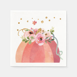Blommigt Pumpkin Fall Girl Rosa Guld födelsedag Pappersservett