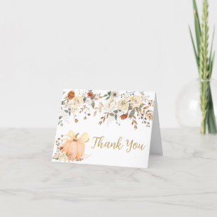 Blommigt Pumpkin Fall i Kärlek Baby Shower Tack Kort