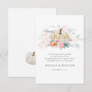 Blommigt Pumpkin Girl Baby Shower Fall Tack Kort