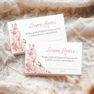 Blommigt Pumpkin Girl Diaper Raffle Card Tilläggskort