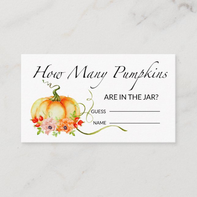 Blommigt pumpkin gissa hur många pumpor som spelar tilläggskort (Framsida)