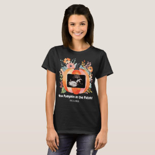 Blommigt Pumpkin Gravid Announcement Ultrasound T Shirt