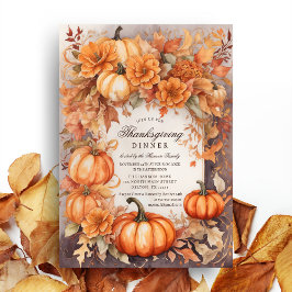Blommigt Pumpkin Harvest Watercolor Thanksgiving Inbjudningar
